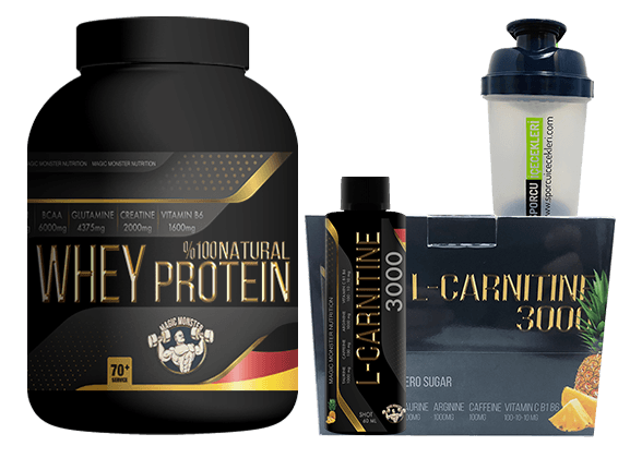 Magic Monster Whey Protein 2240 GR ve L-Carnitine Liquid 3000 Mg 20 Adet